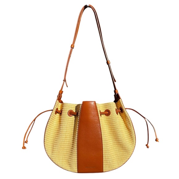 Mansur Gavriel Handbags - Mansur Gavriel Lilium Shoulder Crossbody Bucket Bag Natural Raffia Leather Brown